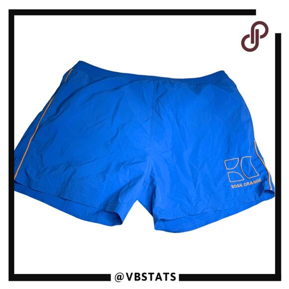 Boss Orange Mens Drawstring Elastic Waist Athletic Swim Trunks Shorts Blue Sz XL - Picture 1 of 9